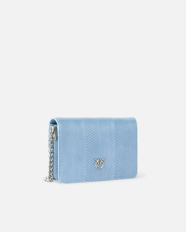Crossbody Bags Pinko Galleria Mini Love Bag Crossbody Bag In Shiny Reptile Skin Dusty Blue-Old Silver - Image 2