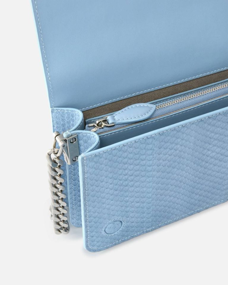 Crossbody Bags Pinko Galleria Mini Love Bag Crossbody Bag In Shiny Reptile Skin Dusty Blue-Old Silver - Image 4