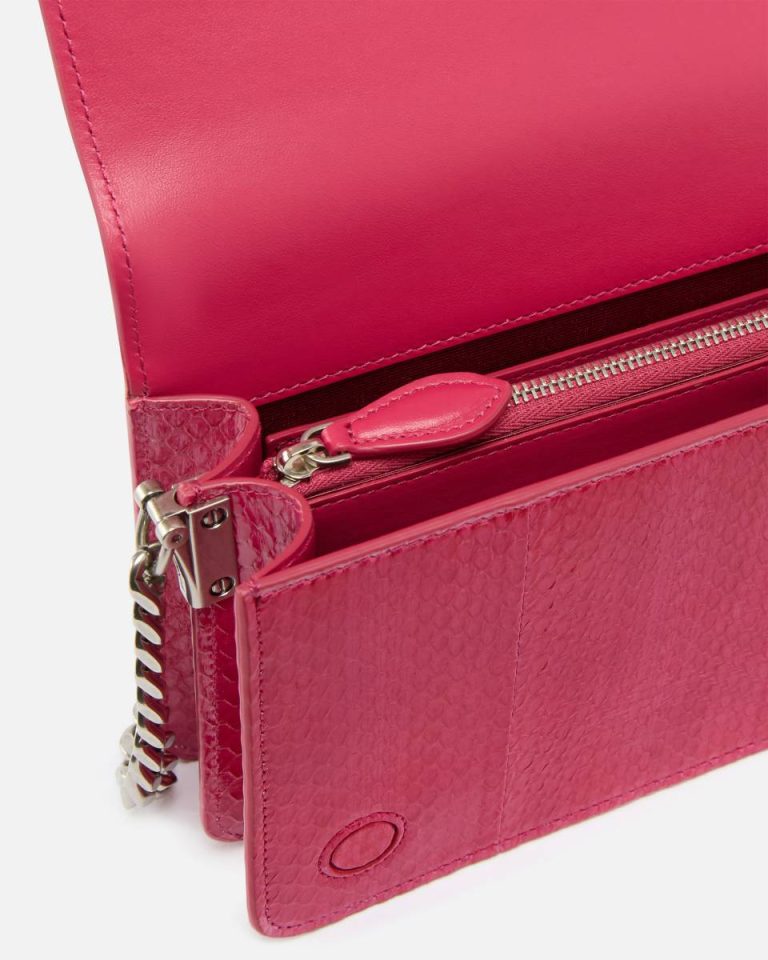 Crossbody Bags Pinko Galleria Mini Love Bag Crossbody Bag In Shiny Reptile Skin Fuchsia-Cactus Flower-Old Silver - Image 4