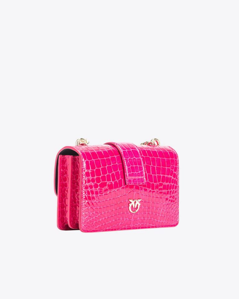 Crossbody Bags Pinko Galleria Mini Love Bag One In Shiny Coloured Crocodile-Print Leather Pinko Pink-Light Gold - Image 2
