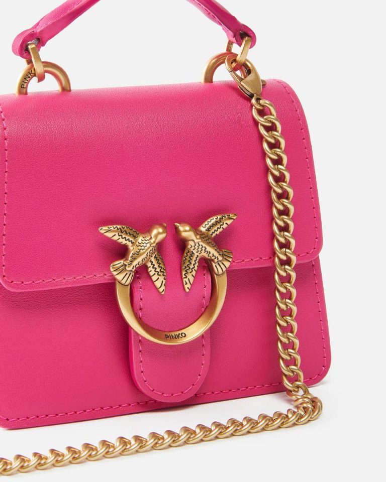 Crossbody Bags Pinko Micro Love Bag One Top Handle Light Pinko Pink-Antique Gold - Image 3