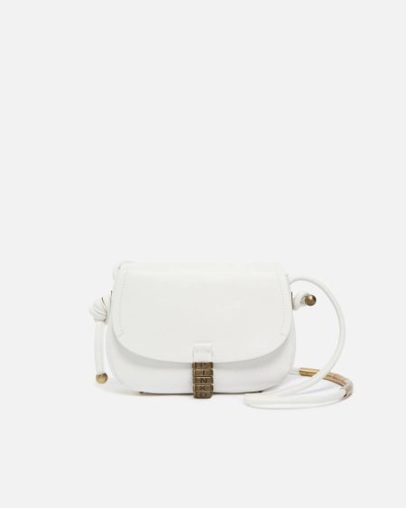 Crossbody Bags Soft Leather Crossbody Bag White+White-Antique Gold Pinko