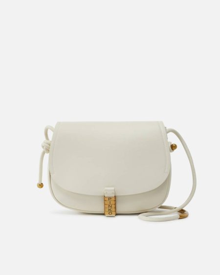 Crossbody Bags White+White-Antique Gold Large Leather Crossbody Bag With Knots Pinko