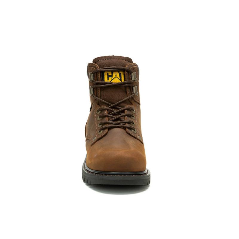 Dark Brown Boots Cat Men's Second Shift Waterproof Work Boot Men - Image 3