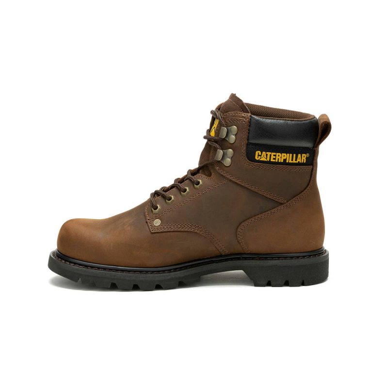 Dark Brown Boots Cat Men's Second Shift Waterproof Work Boot Men - Image 4