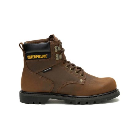 Dark Brown Boots Cat Men's Second Shift Waterproof Work Boot Men