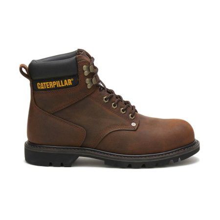 Dark Brown Men's Second Shift Steel Toe Work Boot Men Boots Cat