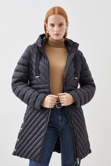 Dark Tan Petite Real Down Packable Coat Women Karen Millen Tailoring