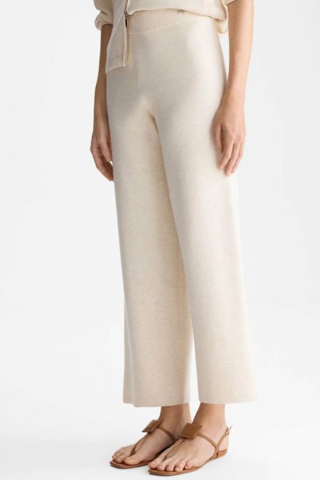 Double-Faced Stretch-Knit Straight-Leg Trousers Purificacion Garci Trousers Women Natural