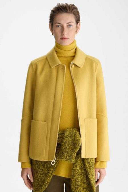 Double-Faced Wool Reversible Short Coat Outerwear Amarillo/Natural Purificacion Garci Women