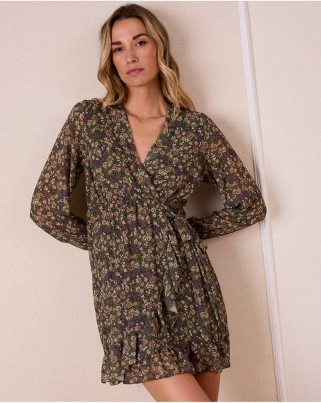 Dresses Carnation Flowers Dress Polín Et Moi Women Green Forest