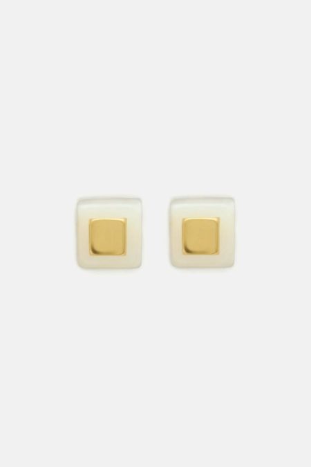 Earrings Gold/Pearl Cubo Earrings Women Purificacion Garci