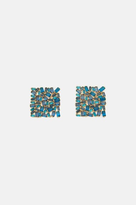 Earrings Women Purificacion Garci Rectangles Earrings Blue
