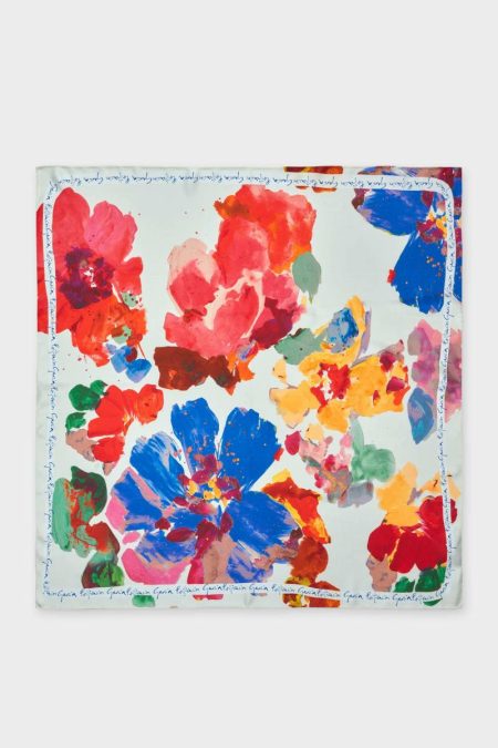 Ecru/Fuchsia/Klein Blue Scarves Gouache 90 Silk Scarf Purificacion Garci Women