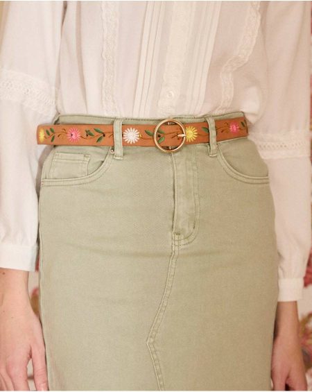 Flowers Belt Polín Et Moi Leather Women Belts