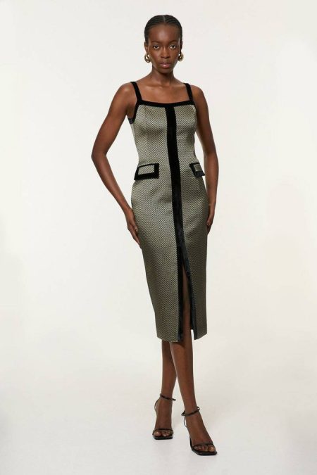 Geo Jacquard Velvet Mix Tailored Strappy Maxi Dress Tailoring Karen Millen Women Geo