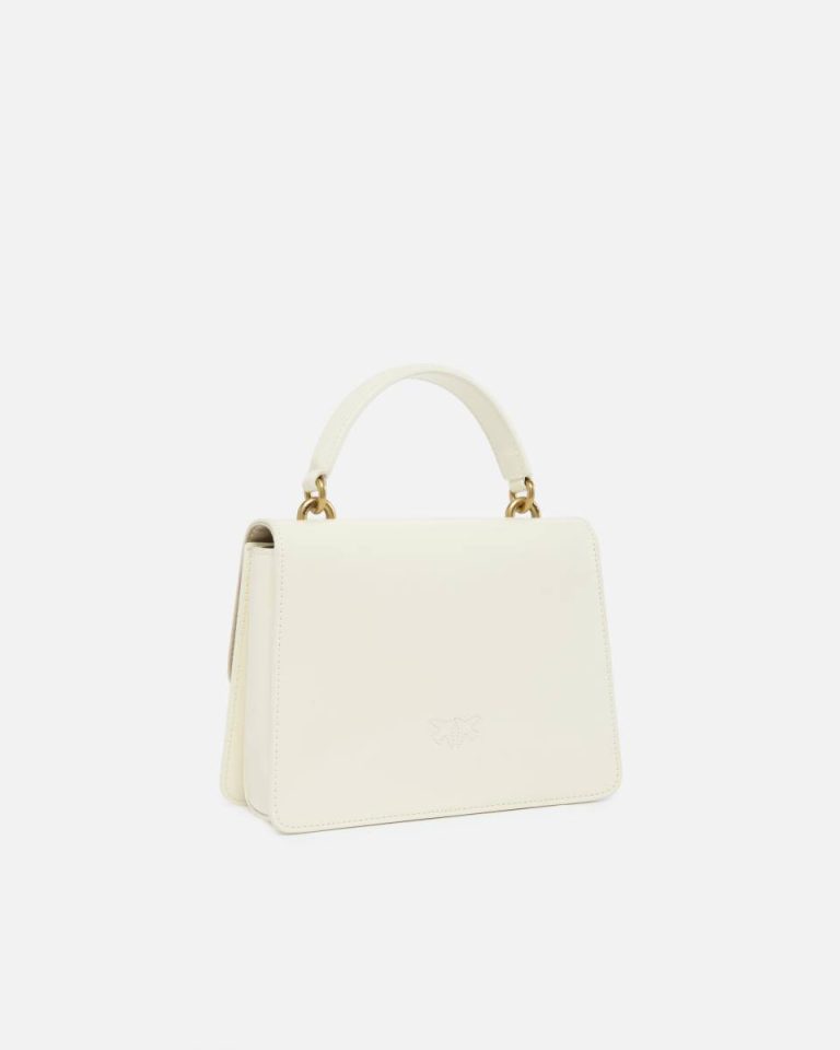 Glossy Leather-Effect Love Bag With Handle And Shoulder Strap White+White-Antique Gold Handbags Pinko - Image 2