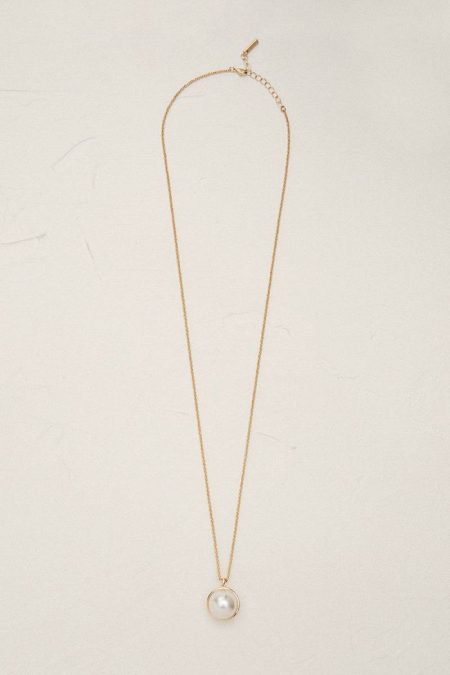 Gold 14Kt Gold Plated Large Pearl Ball Pendant Necklace Karen Millen Jewelry Women