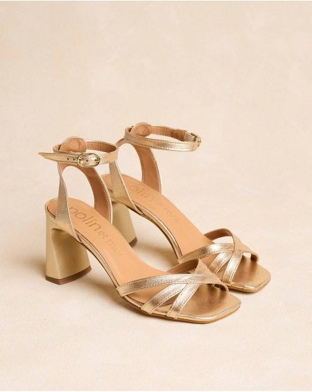 Gold Aliss Heeled Sandal Polín Et Moi Women Sandals