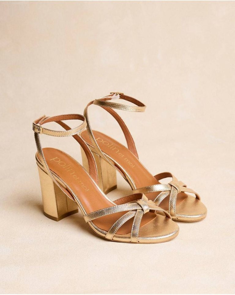 Gold Clio Strappy Sandal Women Sandals Polín Et Moi