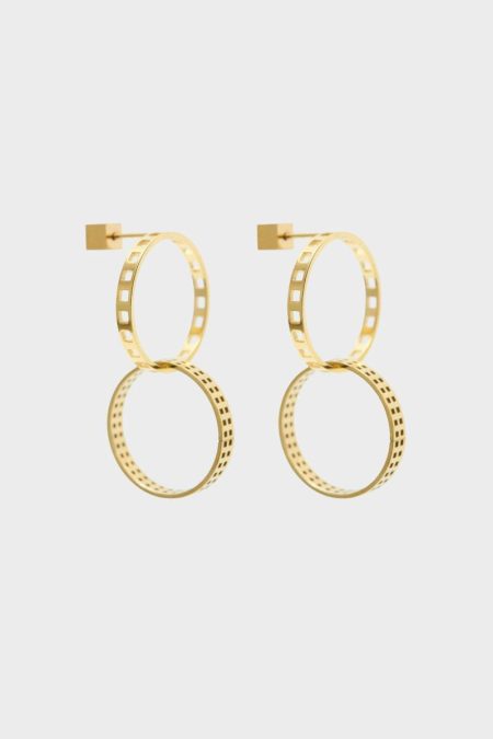 Gold Cubo Hoop Earrings Icons Purificacion Garci Women
