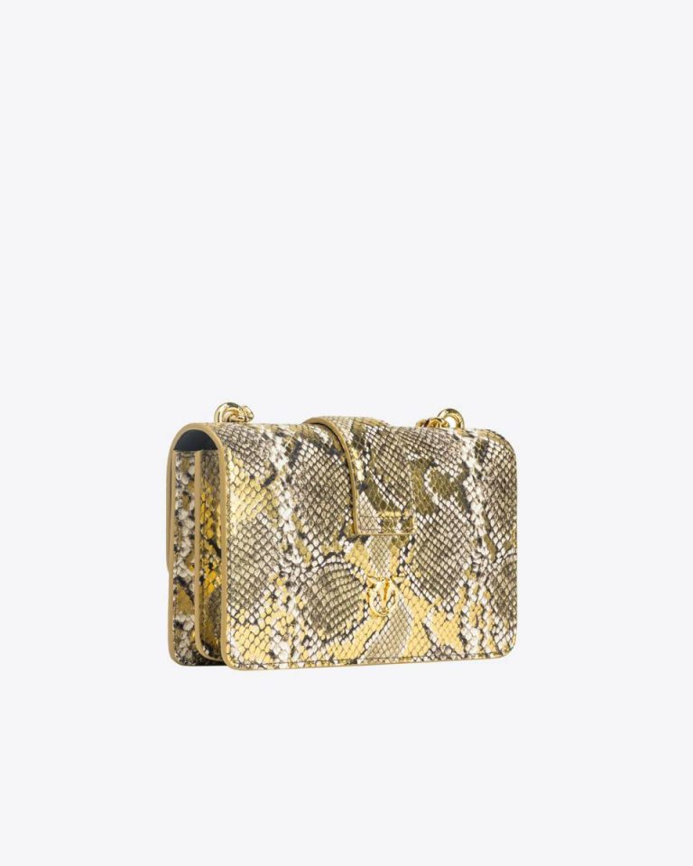 Gold/Grey-Gold Crossbody Bags Pinko Galleria Laminated Reptile Mini Love Bag One - Image 2