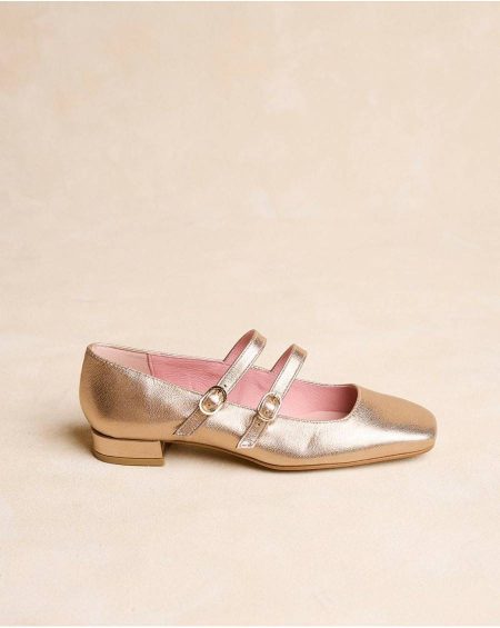 Gold Heels Polín Et Moi Mary Jane Zoe Women