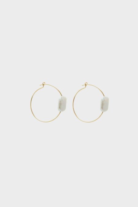 Gold/Pearl Purificacion Garci Women Earrings Cubo Hoop Earrings