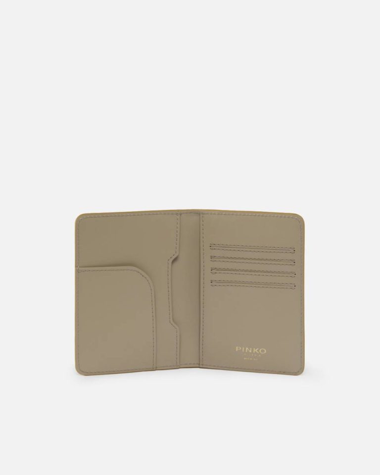 Gold/Silver-Light Gold Leather Goods Pinko Galleria Vintage Laminated Reptile Skin Passport Holder - Image 4