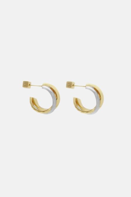 Gold/Silver Tri-Pg Hoop Earrings Women Icons Purificacion Garci
