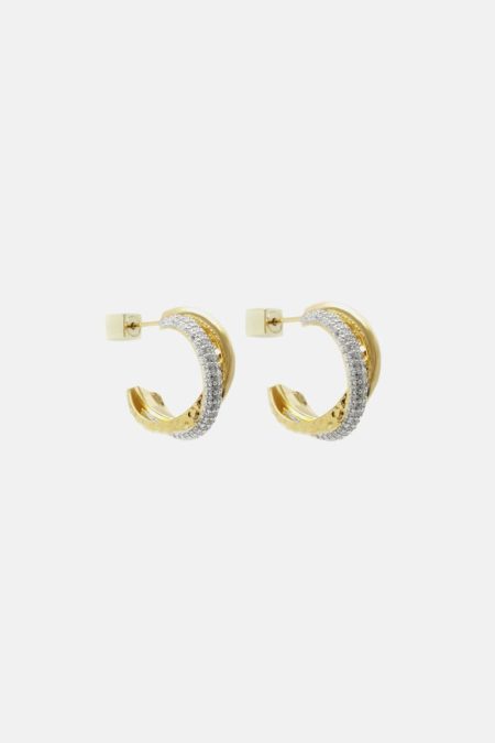 Gold/Silver Tri-Pg Hoop Earrings Women Purificacion Garci Crystal