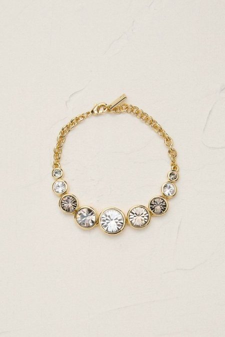 Gold Women 14Kt Gold Plated Crystal Teardrop Bracelet Karen Millen Jewelry
