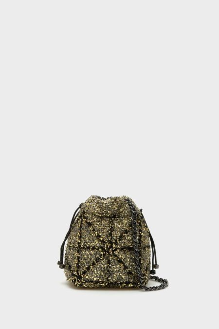 Gold Women Crossbody Bags Purificacion Garci Homenaje Acolchado Bucket Bag