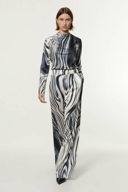 Graduated Stripe Viscose Satin High Waist Pants Karen Millen Mono Two-Piece Sets Women