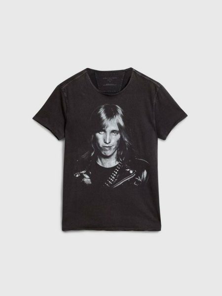 Graphic Tees John Varvatos Men Tom Petty Black And White Tee Charcoal
