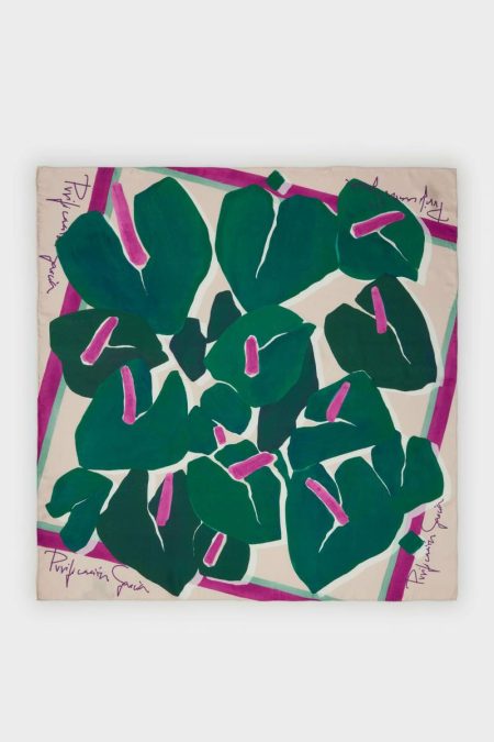 Green/Beige Purificacion Garci Scarves Women Tropicala 90 Silk Scarf