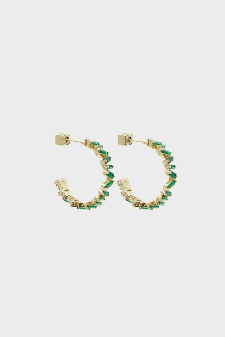 Green/Gold Rectangles Hoop Earrings Purificacion Garci Women Earrings