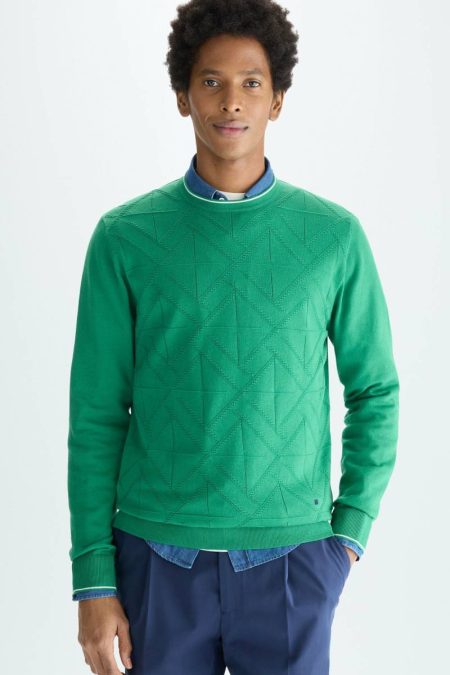 Green Men Purificacion Garci Origami Pima Cotton Sweater Sweatshirts