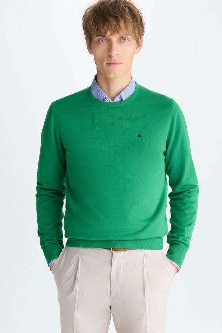 Green Sweatshirts Pima Cotton Crew-Neck Sweater Purificacion Garci Men