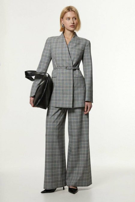 Grey Flannel Tailored Wide Leg Pants Women Grey Tailoring Karen Millen