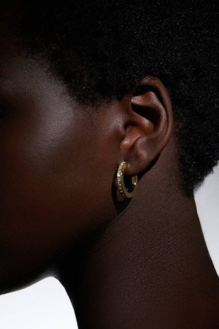 Hand Set European Crystal Small Hoop Earrings Karen Millen Gold Jewelry Women