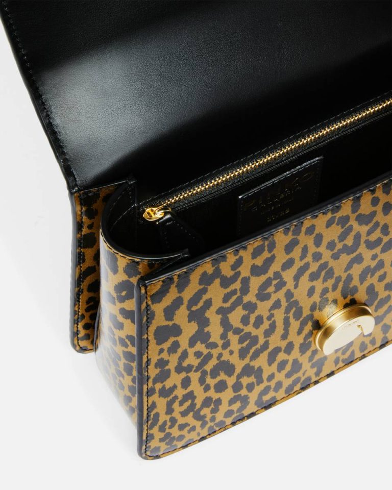 Handbags Black/Gold-Light Gold Pinko Galleria Animal And Croc-Print Bag With Shoulder Strap - Image 4