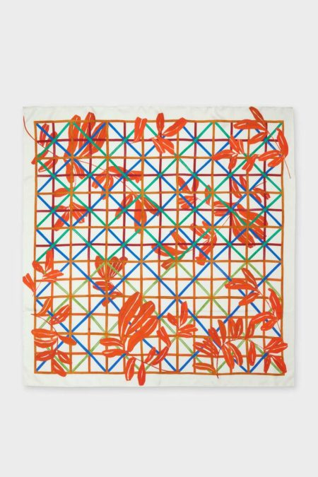 Hojigami 90 Silk Scarf Women Scarves Purificacion Garci Beige/Orange/Blue