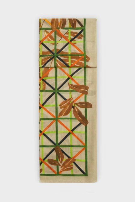 Hojigami Wool Scarf Tan/Green/Orange Scarves Purificacion Garci Women