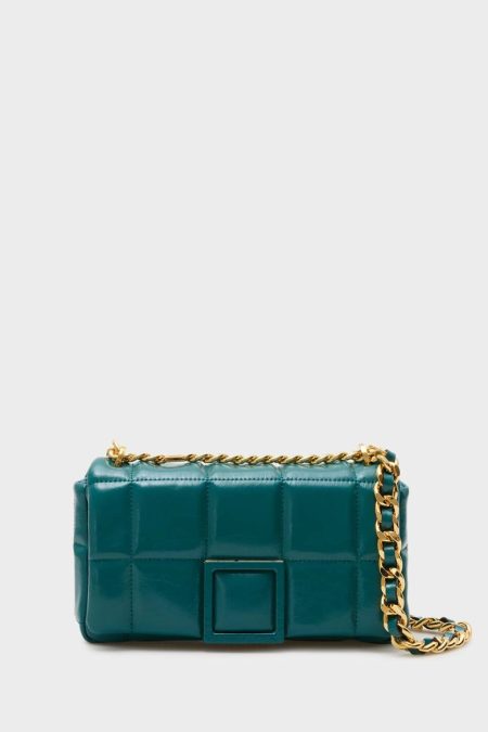 Homenaje Acolchado Crossbody Bag Purificacion Garci Women Shoulder Bags Aquamarine Green