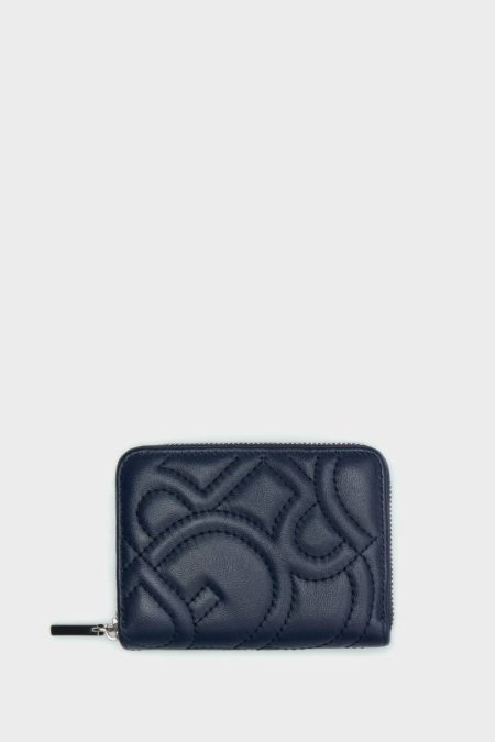 Homenaje Acolchado Zipped Japanese Wallet Purificacion Garci Women Navy Small Wallets