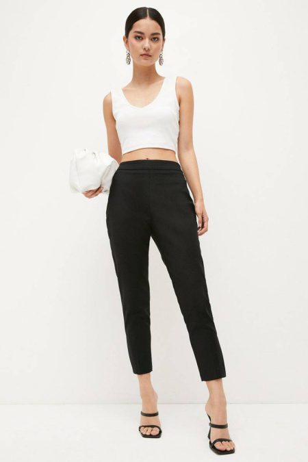 Ivory Petite Essential Techno Woven Crop Pants Suits Women Karen Millen