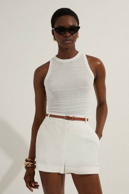 Ivory Tailoring Women Karen Millen Premium Tailored Linen Short