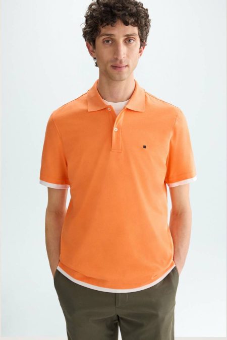 Jersey Double Polo Shirt Purificacion Garci Polo Shirts Men Orange