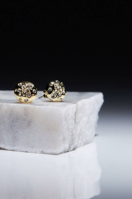 Jewelry Hand Set European Crystal Sprinkle Stud Earrings Gold Karen Millen Women